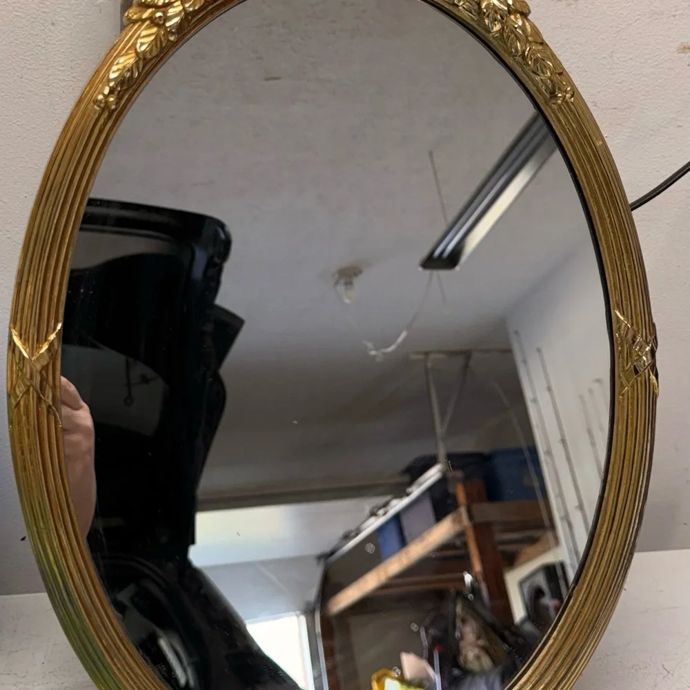 Home Interiors Gold Oval Wall Mirror with Ornate Frame